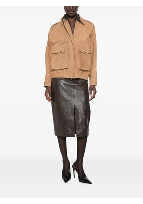 Federica Tosi crocodile-effect leather midi skirt - Brown