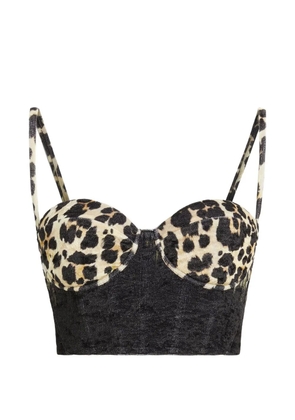 Roberto Cavalli leopard-print bustier top - Black