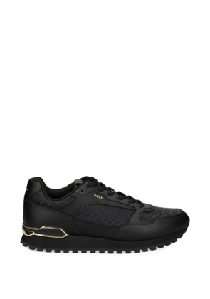 BOSS logo-print panelled sneakers - Black