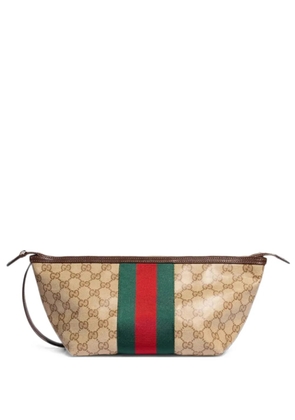 Gucci GG Supreme Web stripe clutch bag - Neutrals