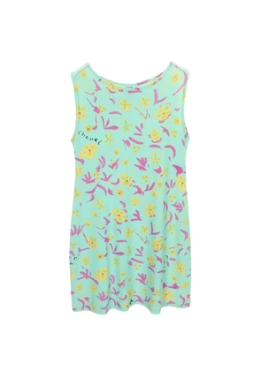 CHANEL Pre-Owned 2010s floral-print sleeveless mini dress - Blue
