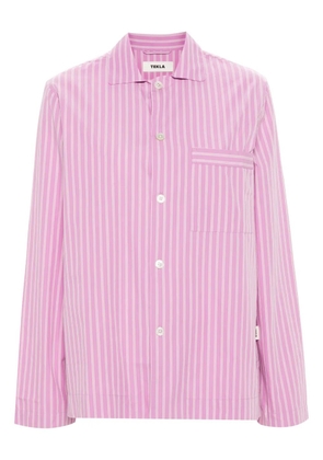 TEKLA striped cotton pyjama top - Pink