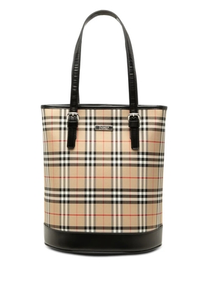 Burberry Pre-Owned 20th Century House Check Coated Canvas bucket bag - Black