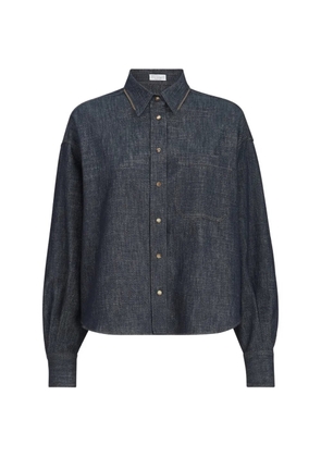 Brunello Cucinelli sparkling no-fade denim shirt with shiny collar - Blue