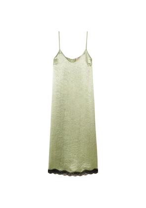 TWINSET midi froissé satin and lace dress - Green