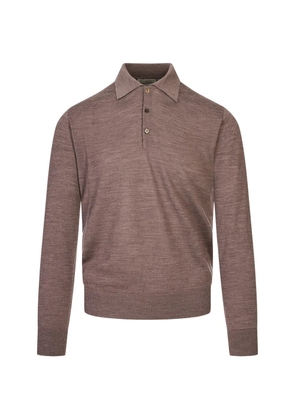 Canali long-sleeve polo shirt - Brown