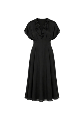 Alberta Ferretti ruffled V-neck midi dress - Black