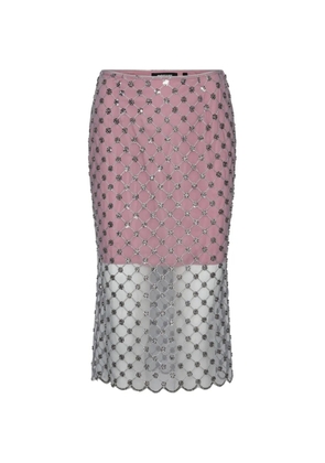 ROTATE BIRGER CHRISTENSEN sequined floral-mesh midi skirt - Pink