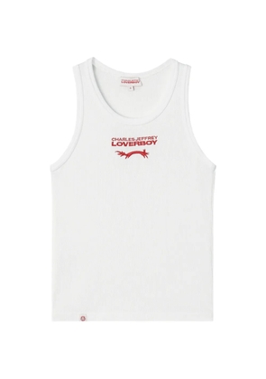 Charles Jeffrey Loverboy logo-embroidered ribbed tank top - White