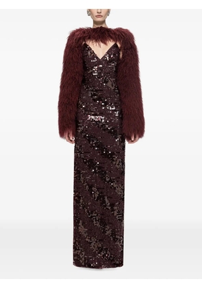 NISSA sequin-embellished backless maxi dress - Red