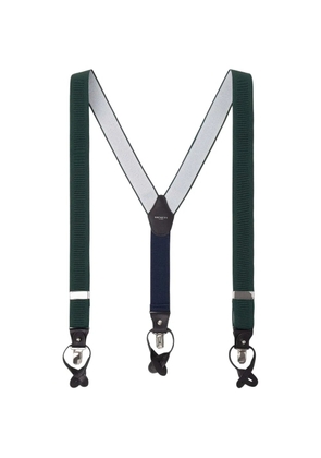 Hackett London leather-trim ribbed braces - Green