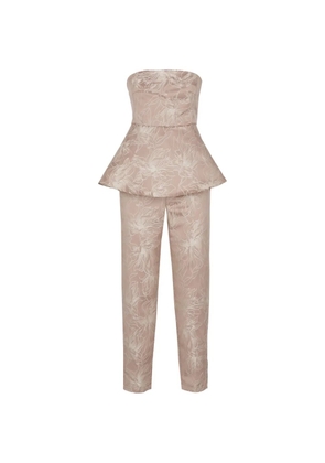 EMME floral-embroidered strapless top and trousers set - Pink