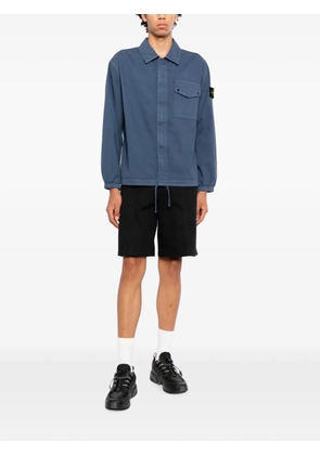 Stone Island Compass-patch herringbone shirt - Blue