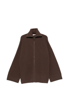 The Frankie Shop Veda ribbed-knit zip-fastening cardigan - Brown