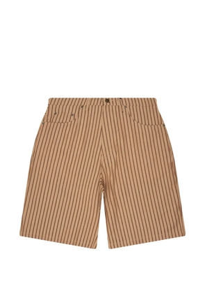 Pleasures cat-print striped shorts - Neutrals