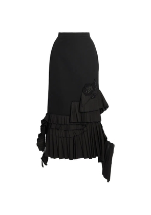 ERDEM ruffled embroidered midi skirt - Black