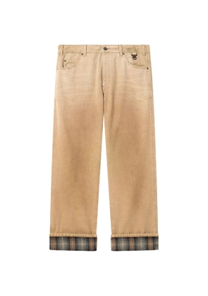 Golden Goose pants in gradient beige cotton with check details - Neutrals