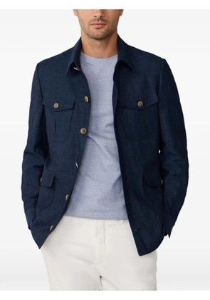 Hackett London melange chambray-linen jacket - Blue