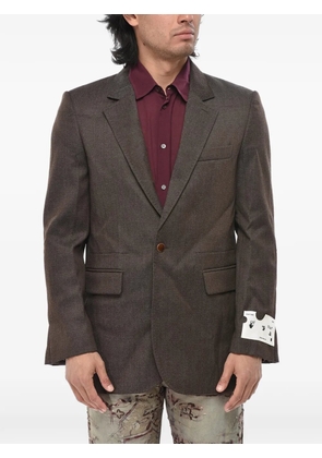 Off-White wool-twill blazer with flap pockets - Brown