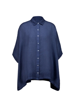 120% Lino linen short-sleeve shirt - Blue