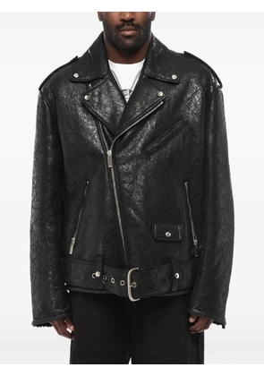 Off-White shearling biker jacket CRAQ with vintage effect - Black