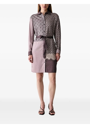 LIU JO geometric-print lace-trim shirt dress - Purple