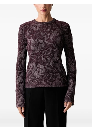 LIU JO floral-jacquard lamé sweater - Purple