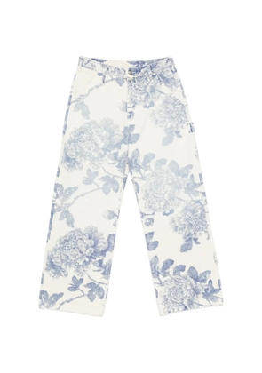 R13 belt-loop floral-print jeans - White