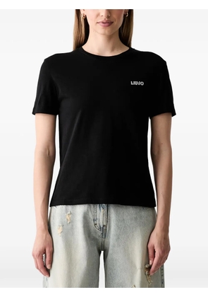 LIU JO rhinestone-logo T-shirt - Black