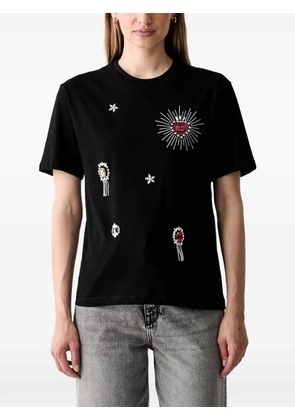 LIU JO crystal-embellished heart-motif T-shirt - Black