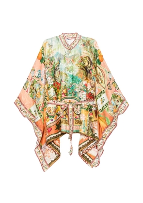 Camilla graphic-print belted shirt - Orange