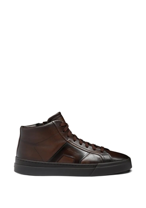 Santoni double-buckle leather sneakers - Brown