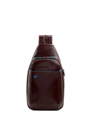PIQUADRO logo-plaque leather backpack - Brown