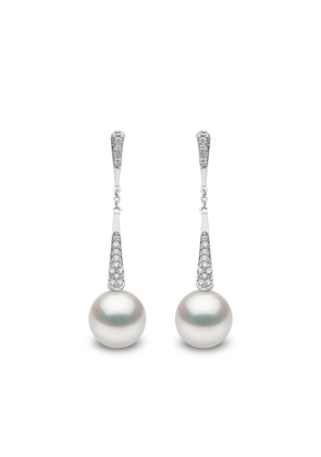 Yoko London 18kt white gold Trend diamond and pearl drop earrings - Silver