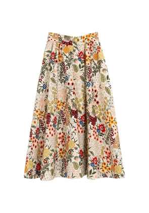 alice + olivia Earla floral-print midi skirt - Neutrals