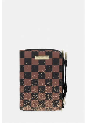 Sprayground checkerboard-print Shark-embossed wallet - Brown