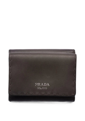 Prada small antiqued leather wallet - Grey