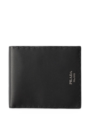 Prada antiqued-leather wallet - Black