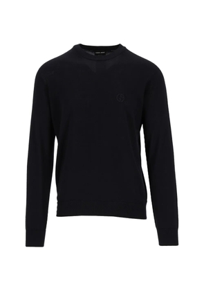 Giorgio Armani logo-embroidered virgin wool sweater - Black