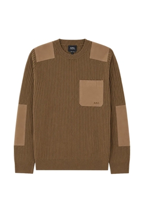 A.P.C. ribbed-knit panelled sweater - Brown