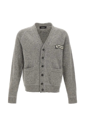 DSQUARED2 logo-patch V-neck cardigan - Grey