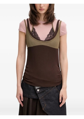 Andersson Bell lace-trim layered T-shirt - Pink