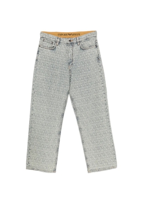 Emporio Armani monogram-pattern straight-leg jeans - Blue