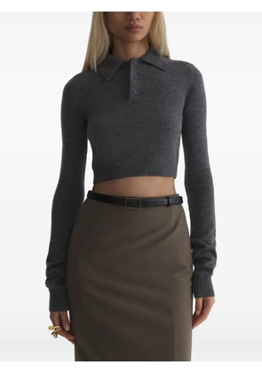 Mugler cashmere cropped polo top - Grey