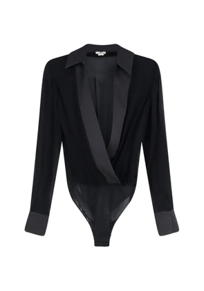 Elisabetta Franchi wrap-style long-sleeved bodysuit - Black