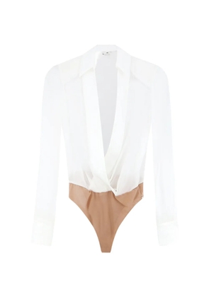 Elisabetta Franchi surplice-neck long-sleeved bodysuit - White