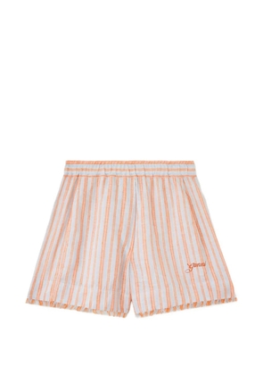 GANNI striped frayed-edge shorts - Blue