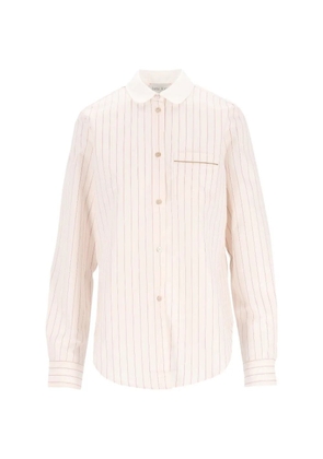 Forte Forte stripe-pattern club-collar shirt - Neutrals