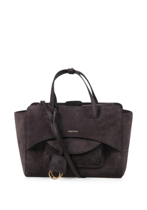 HIDESINS suede logo-print tote bag - Brown