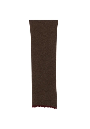 Uma Wang frayed-edge ribbed-trim scarf - Brown